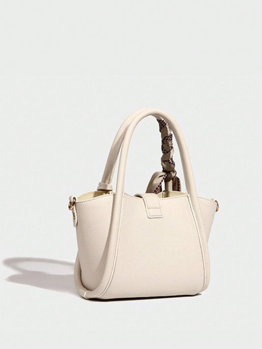 Barabum Mini Square Bag Twilly Scarf Decor Zipper Double Handle