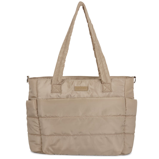 Barabum Tote Bag for Women with Long Strap, Lightweight Puffy Tote Bag with Compartments Quilted Shoulder Bag Handbag