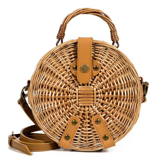 Barabum Rattan Straw Crossbody Bag for Summer Holiday Beach