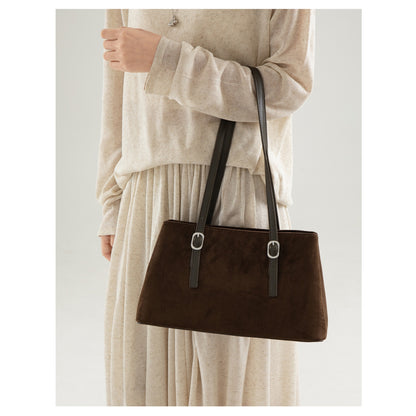 Barabum New Suede Shoulder Bag,Large Capacity Retro Underarm Tote Bag for Women