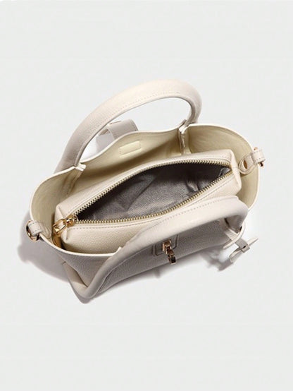 Barabum Mini Square Bag Twilly Scarf Decor Zipper Double Handle