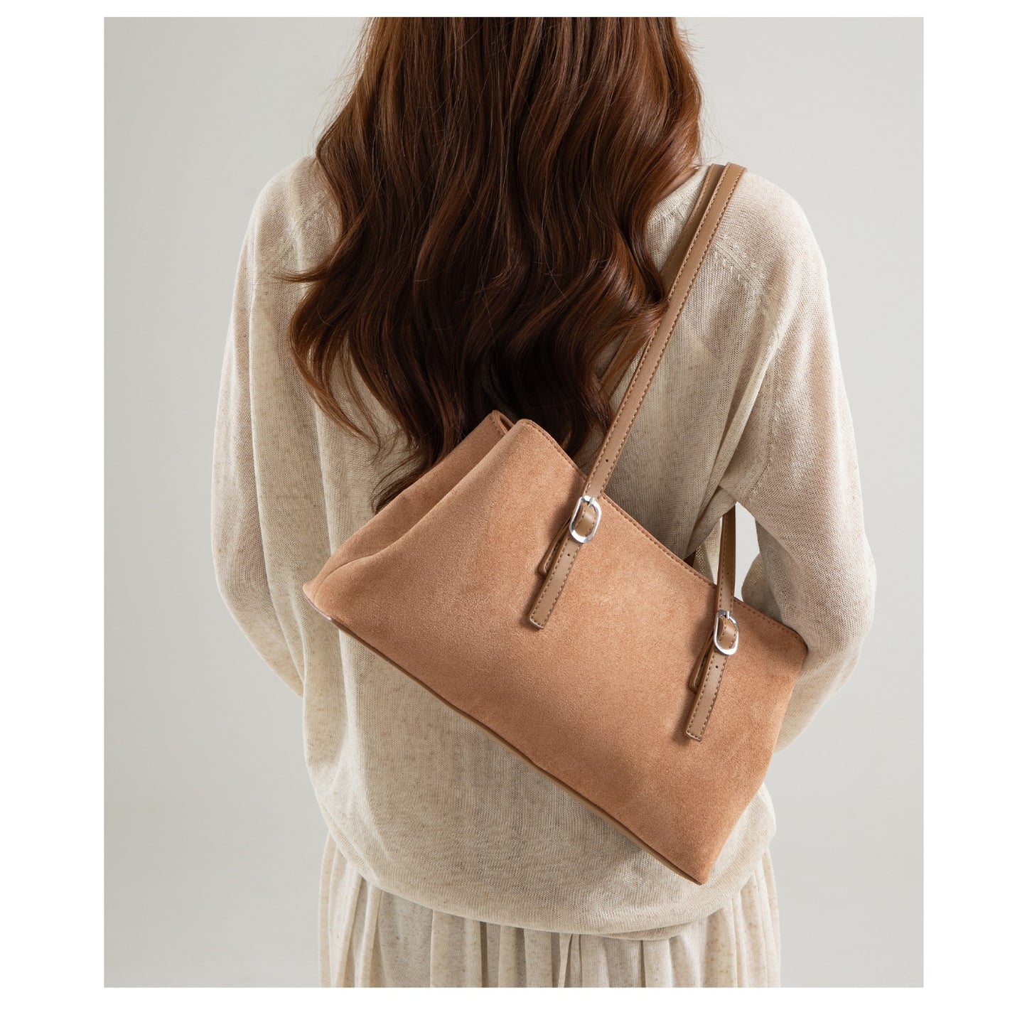 Barabum New Suede Shoulder Bag,Large Capacity Retro Underarm Tote Bag for Women