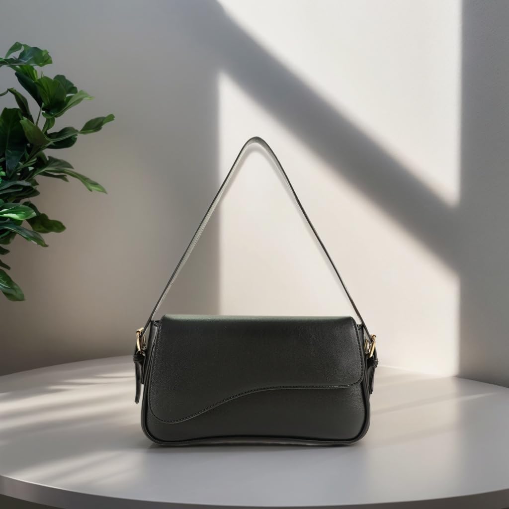 Barabum Shoulder Bag for Women,Y2K Trendy Purse Vegan Leather Hobo Handbags,Clutch Saddle Bag with 2 Removable Straps