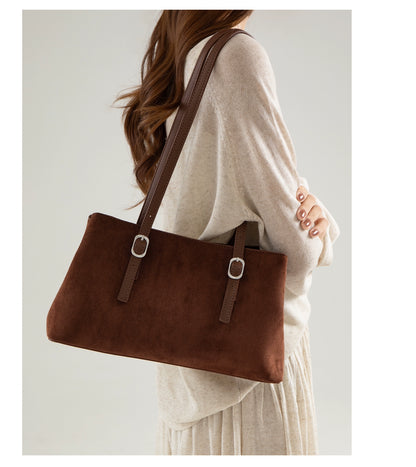 Barabum New Suede Shoulder Bag,Large Capacity Retro Underarm Tote Bag for Women