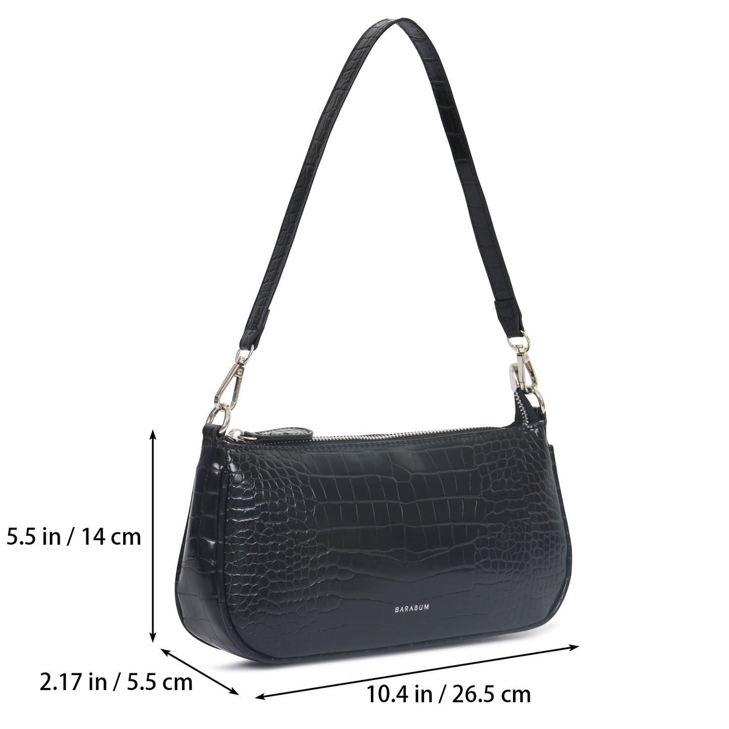 Barabum Retro Classic Crocodile Pattern Shoulder Bag with Zipper Closure