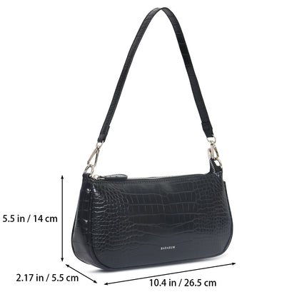 Barabum Retro Classic Crocodile Pattern Shoulder Bag with Zipper Closure