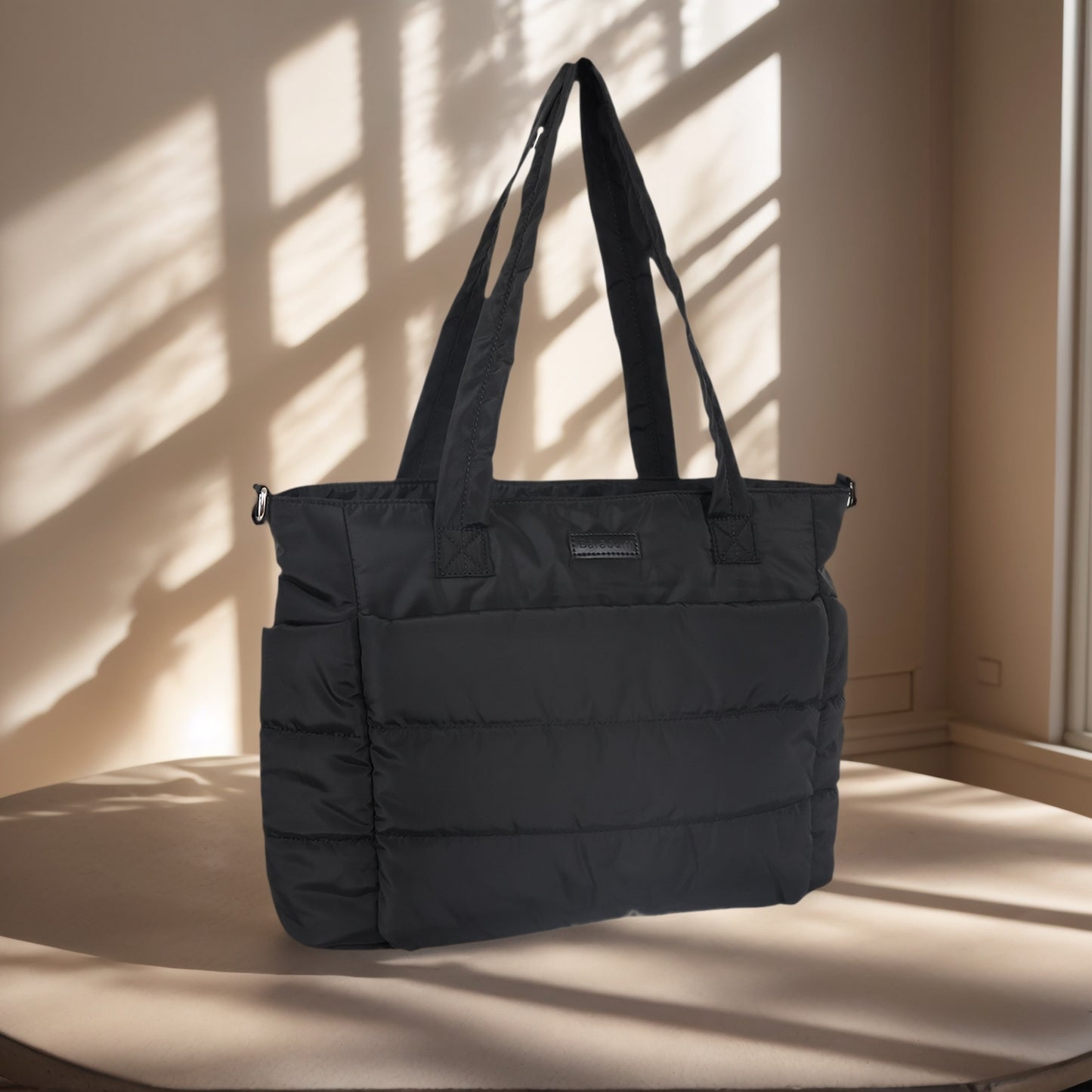 Barabum Tote Bag for Women with Long Strap, Lightweight Puffy Tote Bag with Compartments Quilted Shoulder Bag Handbag