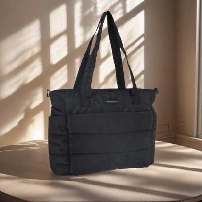 Barabum Tote Bag for Women with Long Strap, Lightweight Puffy Tote Bag with Compartments Quilted Shoulder Bag Handbag