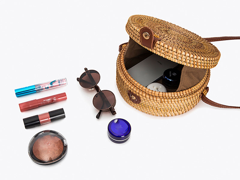 Barabum Round Rattan Summer Straw Crossbody Bag