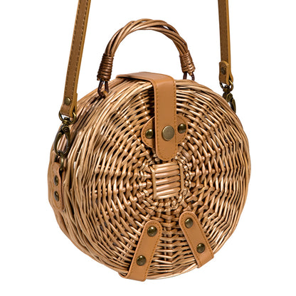 Barabum Rattan Straw Crossbody Bag for Summer Holiday Beach
