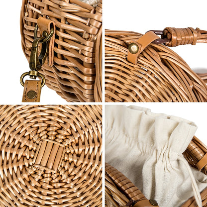 Barabum Rattan Straw Crossbody Bag for Summer Holiday Beach