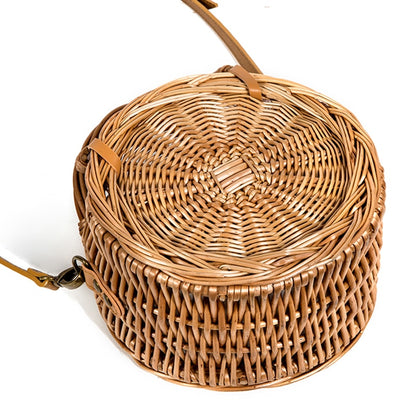 Barabum Rattan Straw Crossbody Bag for Summer Holiday Beach