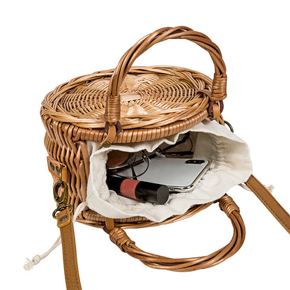 Barabum Rattan Straw Crossbody Bag for Summer Holiday Beach