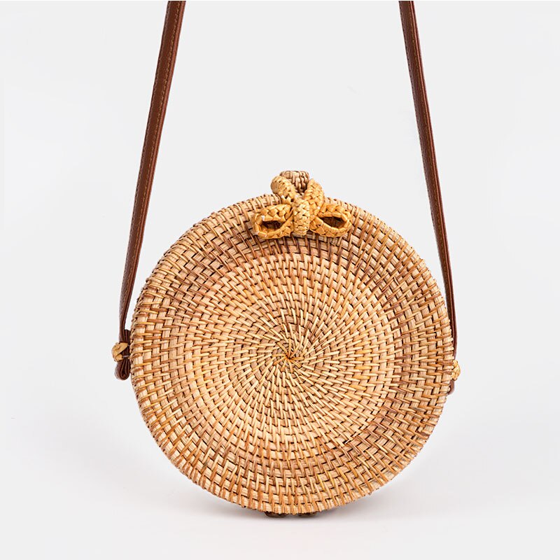 Barabum Round Rattan Summer Straw Crossbody Bag