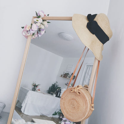 Barabum Round Rattan Summer Straw Crossbody Bag